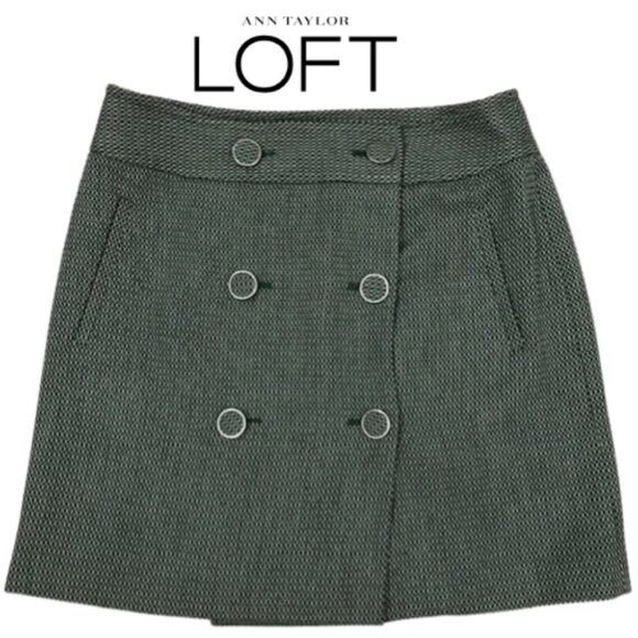 LOFT Dresses & Skirts - Ann Taylor LOFT Women's Green Tweed Wool Blend Skirt Preppy Size 6